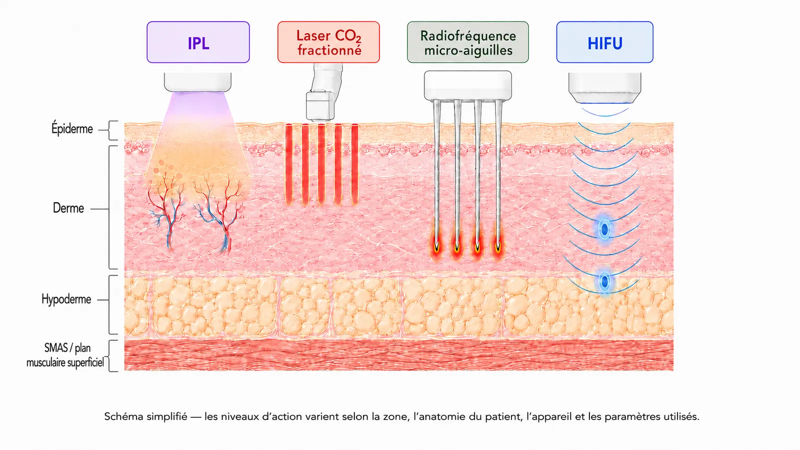 Appareils de médecine esthétique : comment choisir entre laser CO₂ fractionné, radiofréquence, HIFU et IPL ?